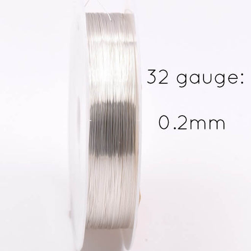 Fil Cable en Cuivre Argenté Qualité 0.2mm - Bobine de 6.2m (Vendu par Bobine)