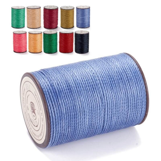 Cordon Polyester Torsadé Ciré Brésilien Bleu 0.8mm - Bobine de 50m (1)