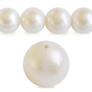 Perles d'eau douce rondes potatoe pépites blanc 8mm sur fil (1)
