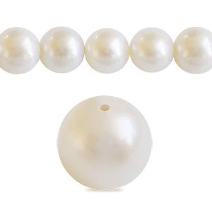 Perles d'eau douce rondes blanc 6mm sur fil (1)