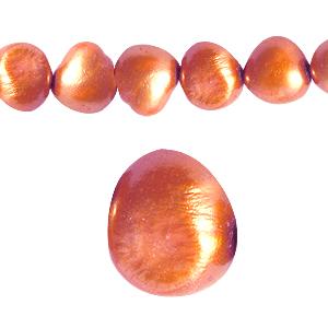 Perles d'eau douce pépites cuivre 5mm sur fil (1)