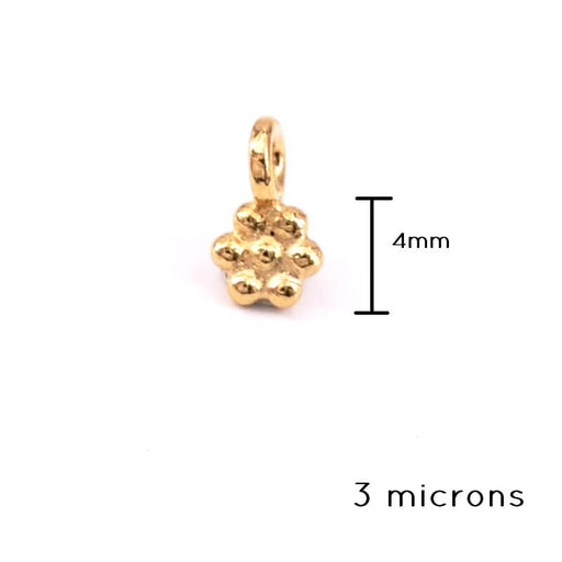 Charm Breloque Mini Fleur Perlée Plaqué or 3 Microns - 4mm (1)