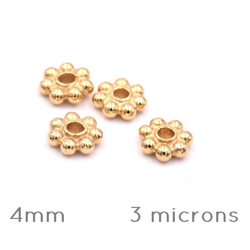 Heishi Rondelle Beads Perlen Blume Vergoldet 3 Mikron 4mm (4)