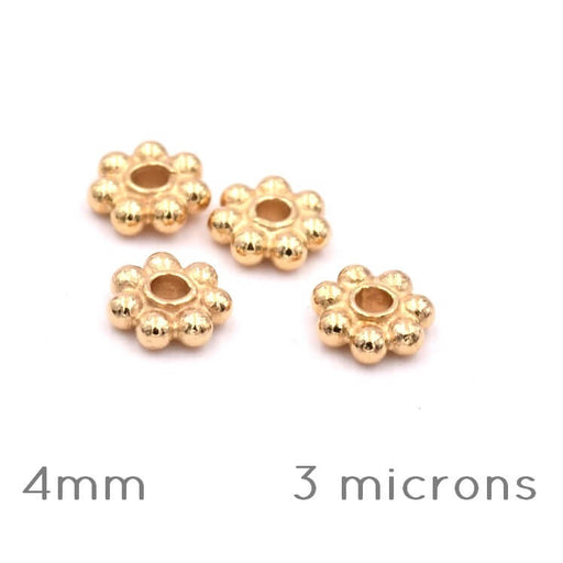 Achat Perles Rondelles Heishi Perlé Fleur Plaqué or 3 Microns 4mm (4)