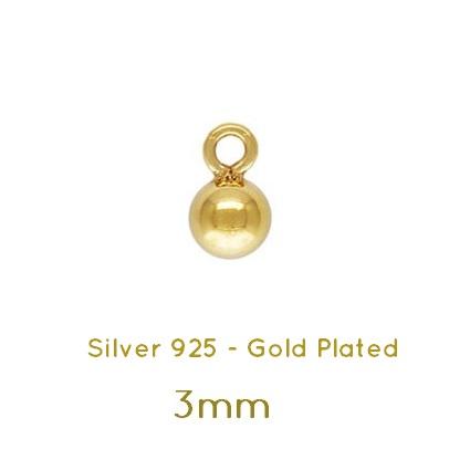 Achat Perles rondes 3mm pendentif Argent 925 doré or 1 micron (2)