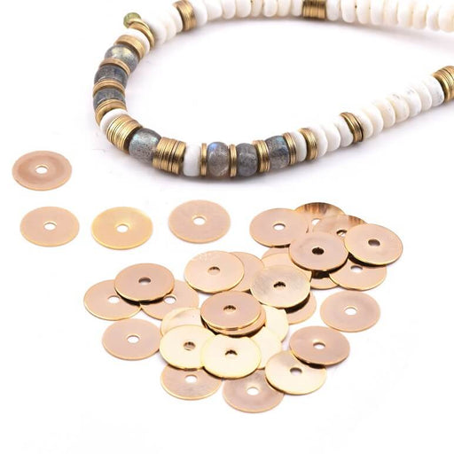 Kaufen Sie Perlen in der Schweiz Heishi Perlen Edelstahl Golden 6x0.2mm - Loch: 1mm (2.25g)