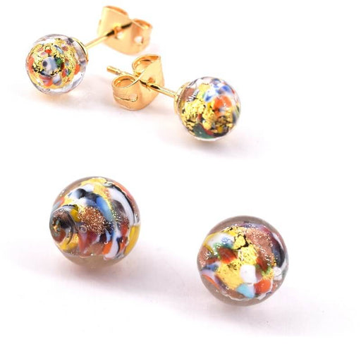 Achat Perles de Murano Rondes multicolores Semi-percées 6mm (2)