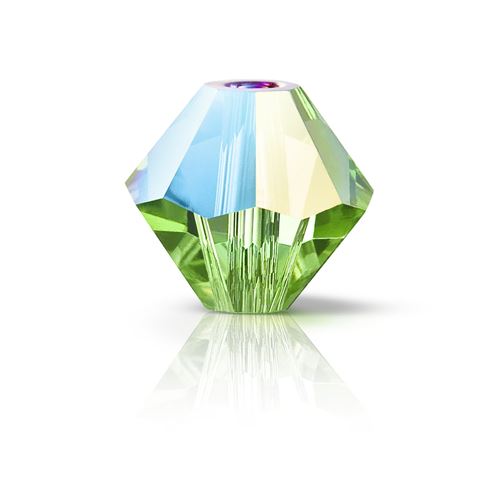 Kaufen Sie Perlen in der Schweiz Bicone Preciosa Crystal Peridot Glitter - 2,4 x 3 mm (40)