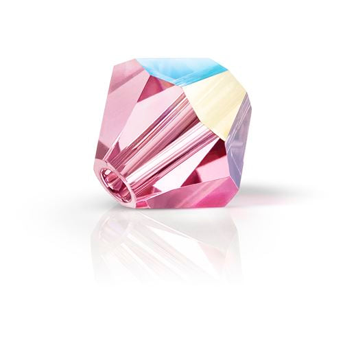 Kaufen Sie Perlen in der Schweiz Doppelkegel Preciosa Pink Glitter - 3,6x4mm (40)