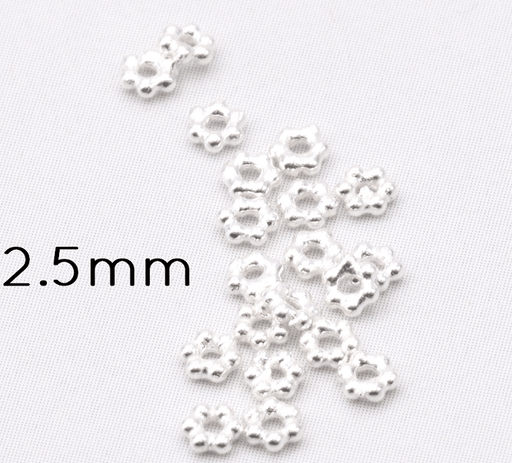 Perles Rondelles Mini Heishi Fleur 2,5mm Argent 925 (20)
