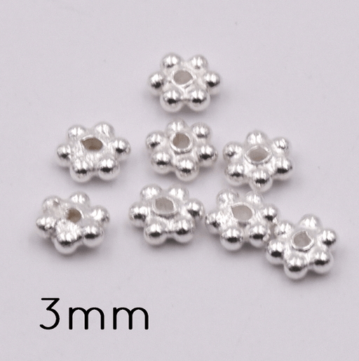 Achat Perles Rondelles Mini Heishi Fleur 3mm Argent 925 - Trou:0,8mm (20)