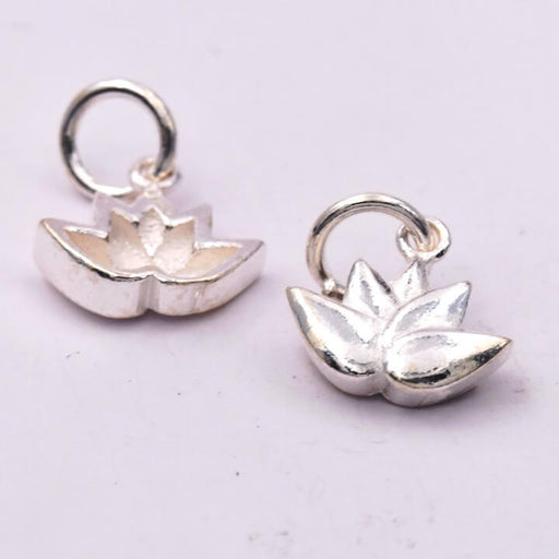 Pendentif Charm Lotus en Argent 925 - 11x9mm Avec Anneau de 6mm (1)