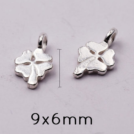 Kaufen Sie Perlen in der Schweiz Charm-Anhänger Kleeblatt Sterlingsilber- 9x6mm (1)