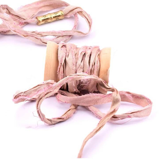 Kaufen Sie Perlen in der Schweiz Seidenband Rose Petal Crinkle Ausgefranster Recycelter Sari 3cm (1m)