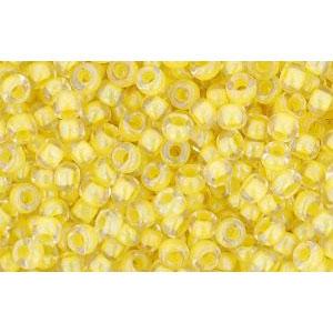 cc192 - perles de rocaille Toho 11/0 crystal/yellow lined (10g)