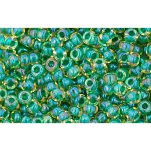 Cc242 - perles de rocaille Toho 11/0 luster jonquil/emerald lined (10g)