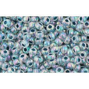 cc773 - perles de rocaille Toho 11/0 rainbow crystal/montana blue (10g)