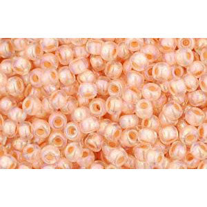 Achat cc794 - perles de rocaille Toho 11/0 rainbow crystal/ apricot lined (10g)