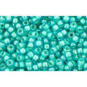 Achat cc954 - perles de rocaille Toho 11/0 aqua/ light jonquil lined (10g)