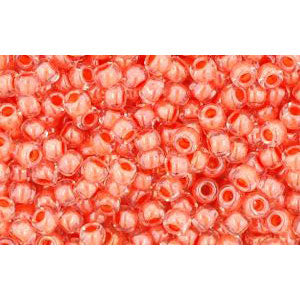 cc985 - perles de rocaille Toho 11/0 crystal/ salmon lined (10g)