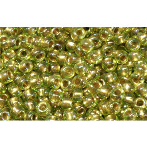 cc996 - perles de rocaille Toho 11/0 gold lined rainbow peridot (10g)
