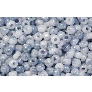 cc1205 - perles de rocaille Toho 11/0 marbled opaque white/blue (10g)