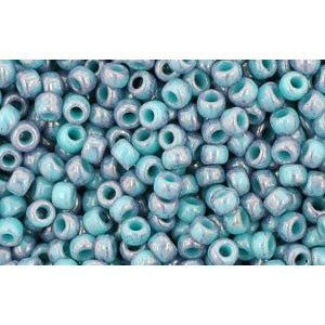 cc1206 - perles de rocaille Toho 11/0 marbled opaque turquoise/ amethyst (10g)