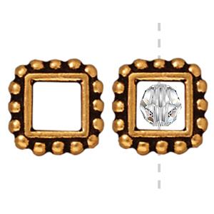 Perle carré métal doré or fin vieilli 11mm (1)