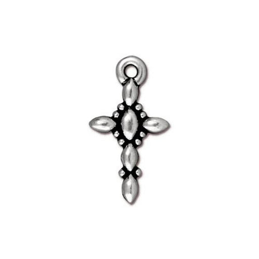 Pendentif Charm Croix Rétro argenté Qualité Antique 19x10mm (1)