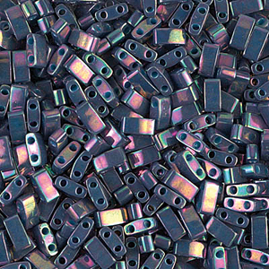 ccTLH1898 -Miyuki HALF Tila Perles Purple Gray Rainbow Luster 5x2.5mm (35 perles)