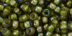 cc246 - perles de rocaille toho 6/0 luster black diamond/opaque yellow lined (10g)
