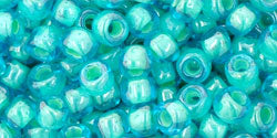 cc954 - perles de rocaille Toho 6/0 inside colour aqua/light jonquil lined (10g)