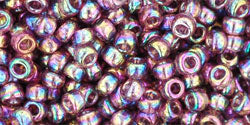 cc166b - perles de rocaille toho 8/0 transparent rainbow medium amethyst (10g)