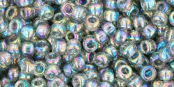cc176 - perles de rocaille Toho 8/0 transparent rainbow black diamond (10g)