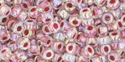 Kaufen Sie Perlen in der Schweiz cc771 - toho rocailles perlen 8/0 rainbow crystal/strawberry lined (10g)