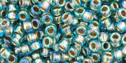 Achat cc995 - perles de rocaille Toho 8/0 gold lined rainbow aqua (10g)