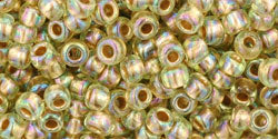 cc998 - perles de rocaille toho 8/0 gold-lined rainbow light jonquil (10g)