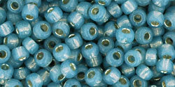 cc2102 - perles de rocaille toho 8/0 silver lined milky montana blue (10g)