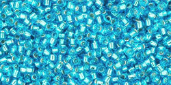 cc23b - perles de rocaille Toho 15/0 silver lined dark aquamarine (5g)