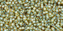 cc952 - perles de rocaille Toho 15/0 rainbow topaz/sea foam lined (5g)