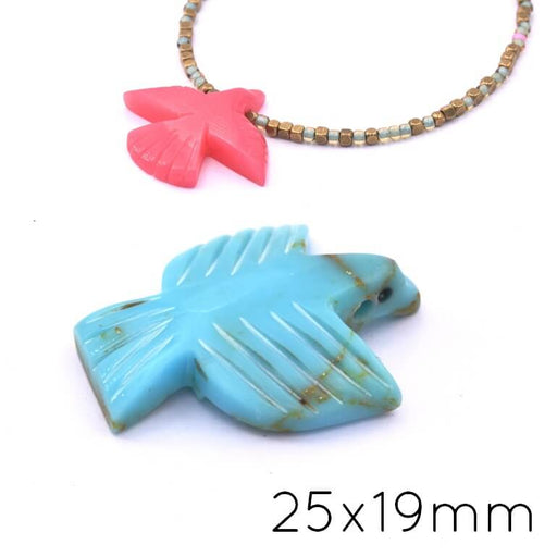 Kaufen Sie Perlen in der Schweiz Anhänger Harz Türkis -Kondor Adler Vogel 25x19mm -Loch: 1mm (1)