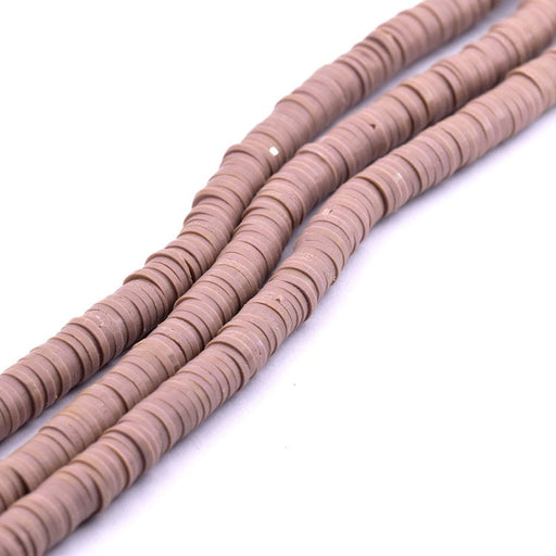 Perle heishi 6x0.5-1mm en pâte polymère rose taupe (1 fil- 39cm)