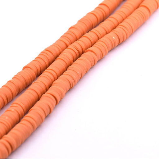 Achat Perle heishi 6x0.5-1mm en pâte polymère orange citrouille (1 fil- 39cm)