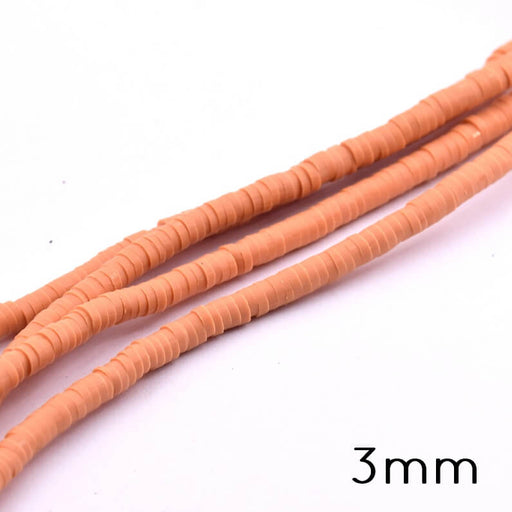Achat Perle heishi 3x0.5-1mm en pâte polymère beige orangé (1 fil- 45cm)