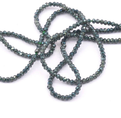 Achat Perles Rondes Verre à Facettes Vert AB 2mm, Trou: 0,6mm - fil 36cm (1fil)