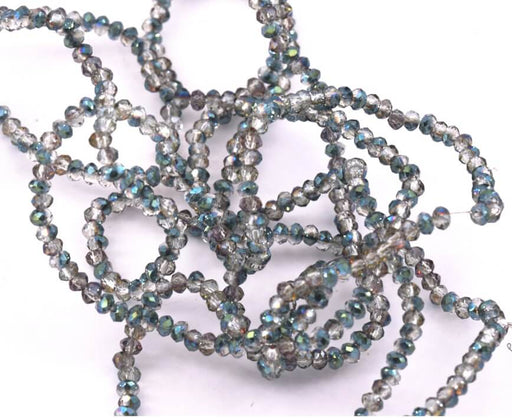 Kaufen Sie Perlen in der Schweiz Rundes Glas facettiert Grau AB 2.5mm, Bohrung: 0.5mm - 35cm (1 Strang)