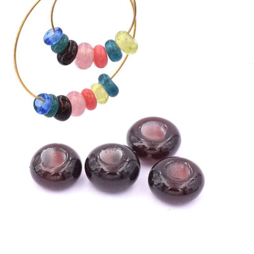 Achat Perle rondelle donut ethnique en pate de verre brun violet 7-8mm (4)