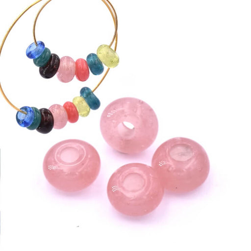 Achat Perle rondelle donut ethnique en pate de verre rose 7.5-8mm (4)