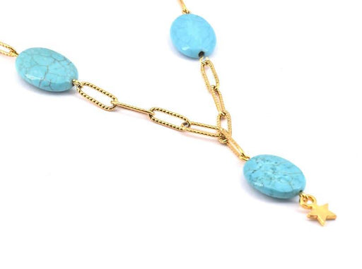 Perles ovale à facettes Turquoise imitation  18x13x5mm, trou 1mm (4)