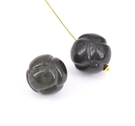 Kaufen Sie Perlen in der Schweiz Perle geschnitzter Knoten Obsidian 19mm (1)